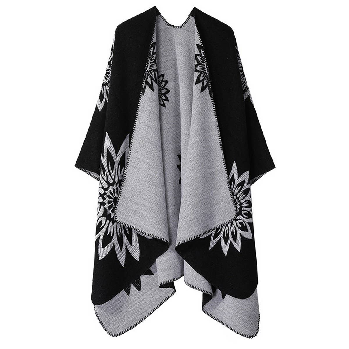 Warm Shawl Knitted Double-Sided Thickened Cape_Cwasc2166