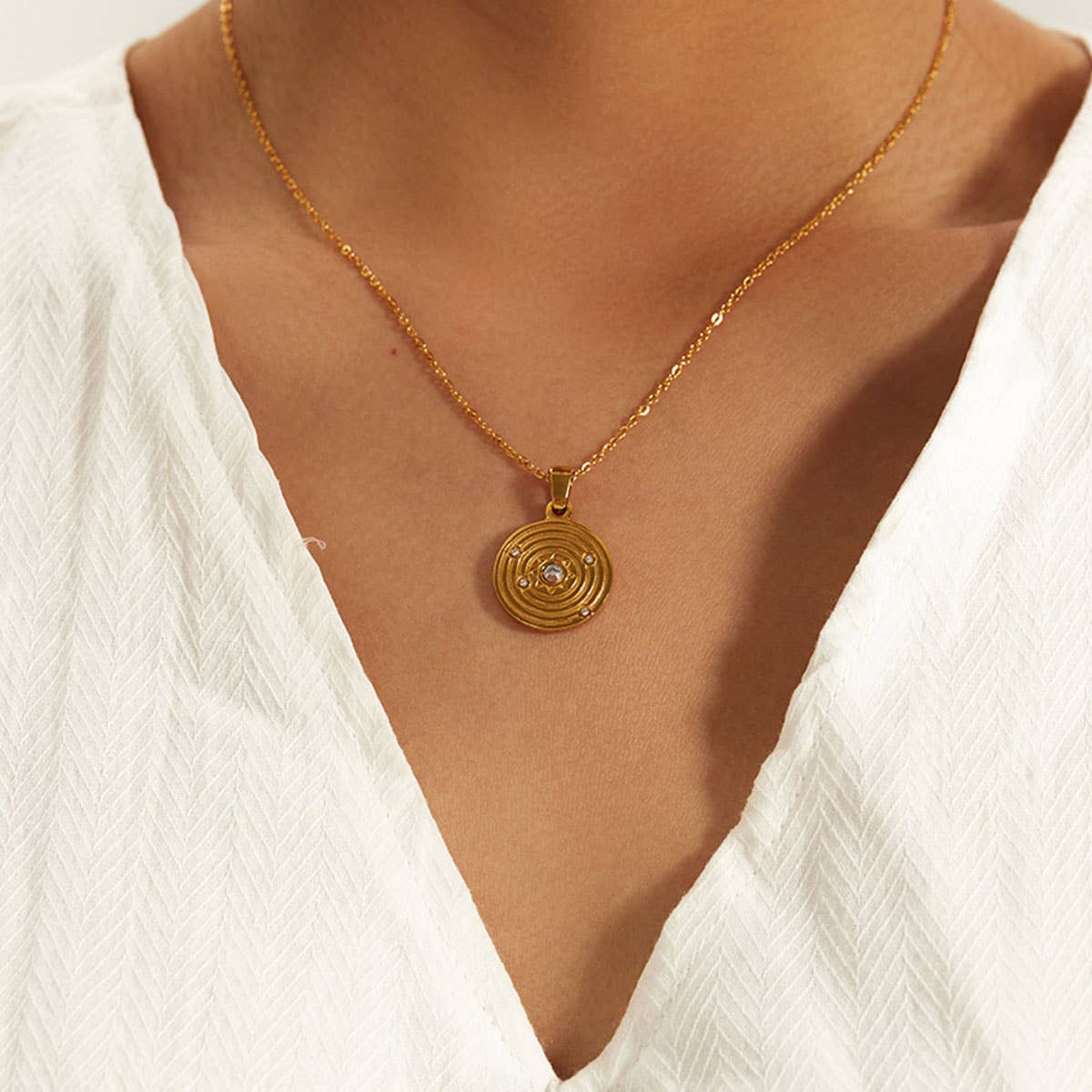 FRENCH FASHION VINTAGE STAINLESS STEEL NECKLACE_CWAJE0614