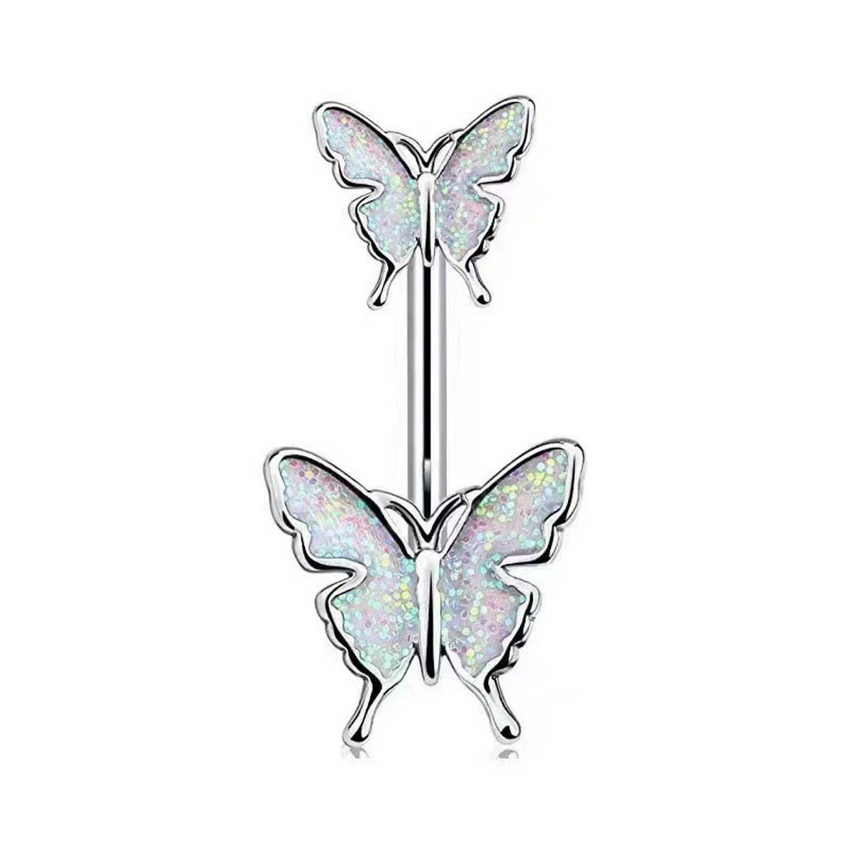 GLITTER BUTTERFLY BELLY RING RESIN BODY PIERCING_CWMM9306