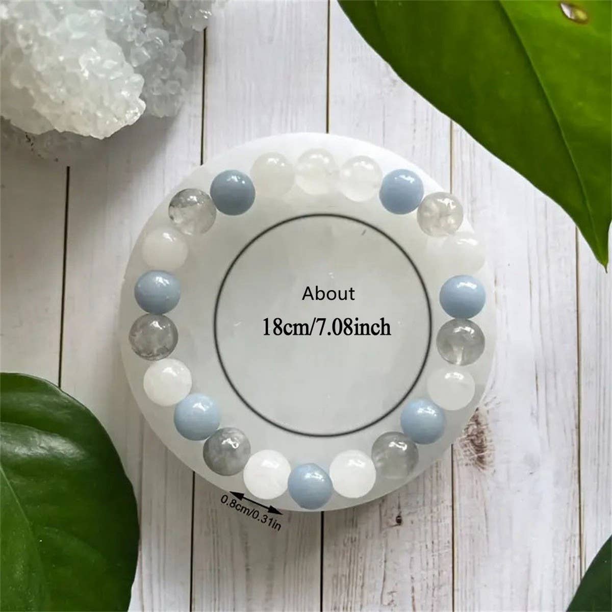 Aquamarine Natural Stone Beaded Bracelet_Cwmm11408