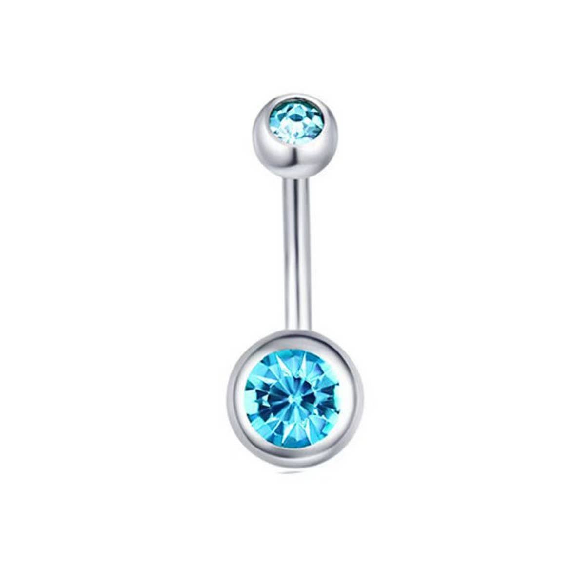 DOUBLE GEM BELLY BUTTON RING STAINLESS STEEL_CWMM9173