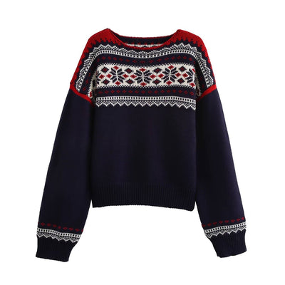 Stylish Baggy Slimming Color Contrast Sweater