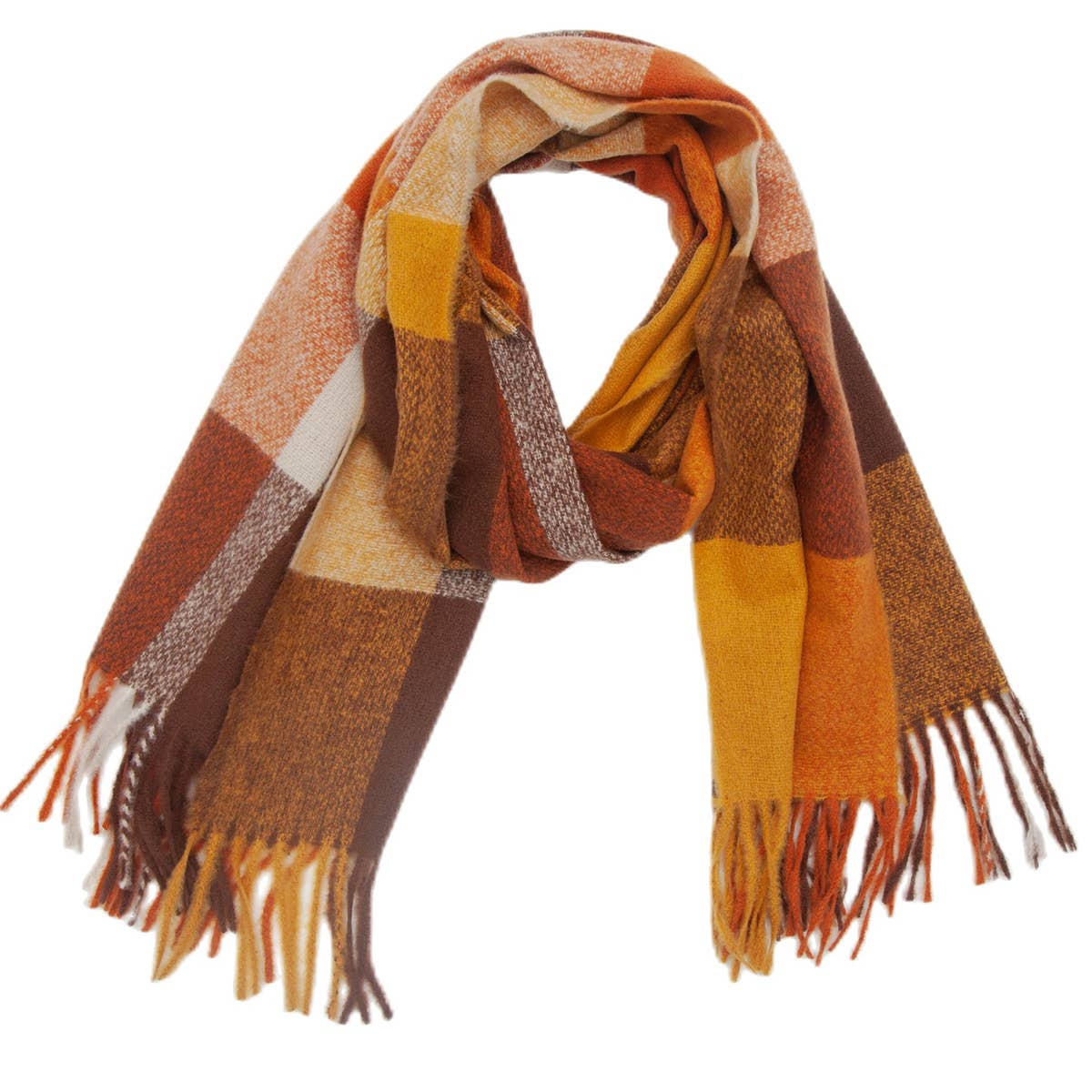 RAINBOW PLAID SCARF THICK WINTER TASSEL WRAP_CWASC0124