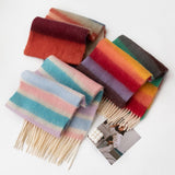 DOPAMINE RAINBOW SCARF FUZZY PLAID WINTER WRAP_CWASC1007