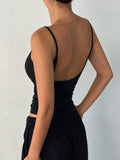 Solid-Color Backless, Form-Fitting Halter Top
