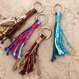 Womens Leather Tassel Bag Charm With Keychain_Cuab00437