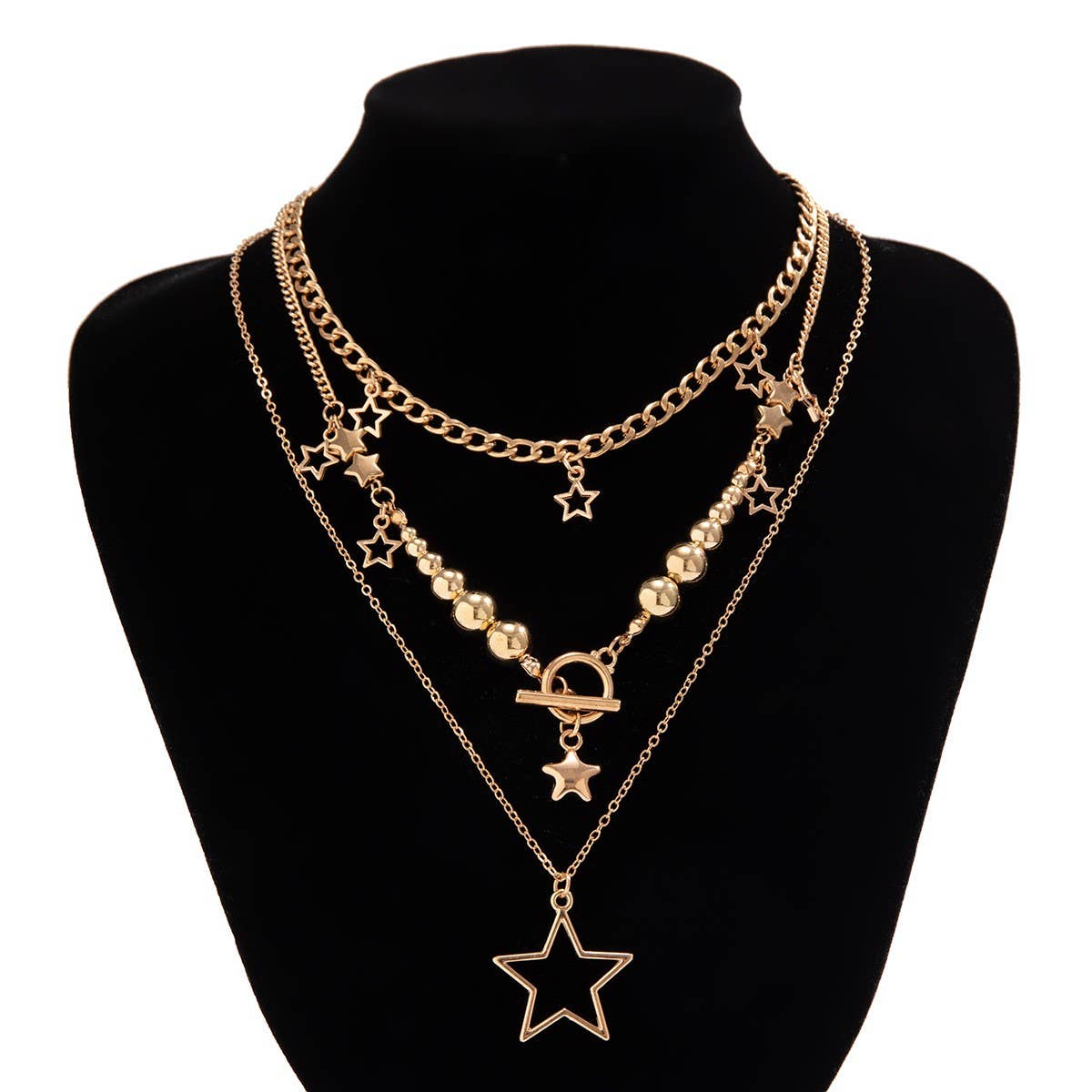 BEADED NECKLACE WITH STAR SHAPED PENDANT TASSELS_CWAJE1158
