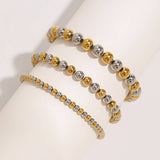 DESIGNER TWO TONE SOLID BEAD STRETCH BRACELET_CWAJE4794
