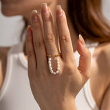 STAINLESS STEEL FRESHWATER PEARL DOUBLE LAYER RING_CWAJE1241
