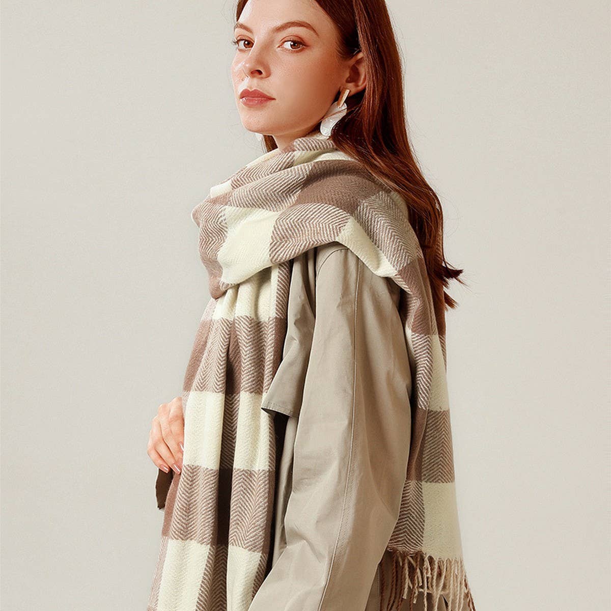 Winter Warm Lattice Large Scar Scarves