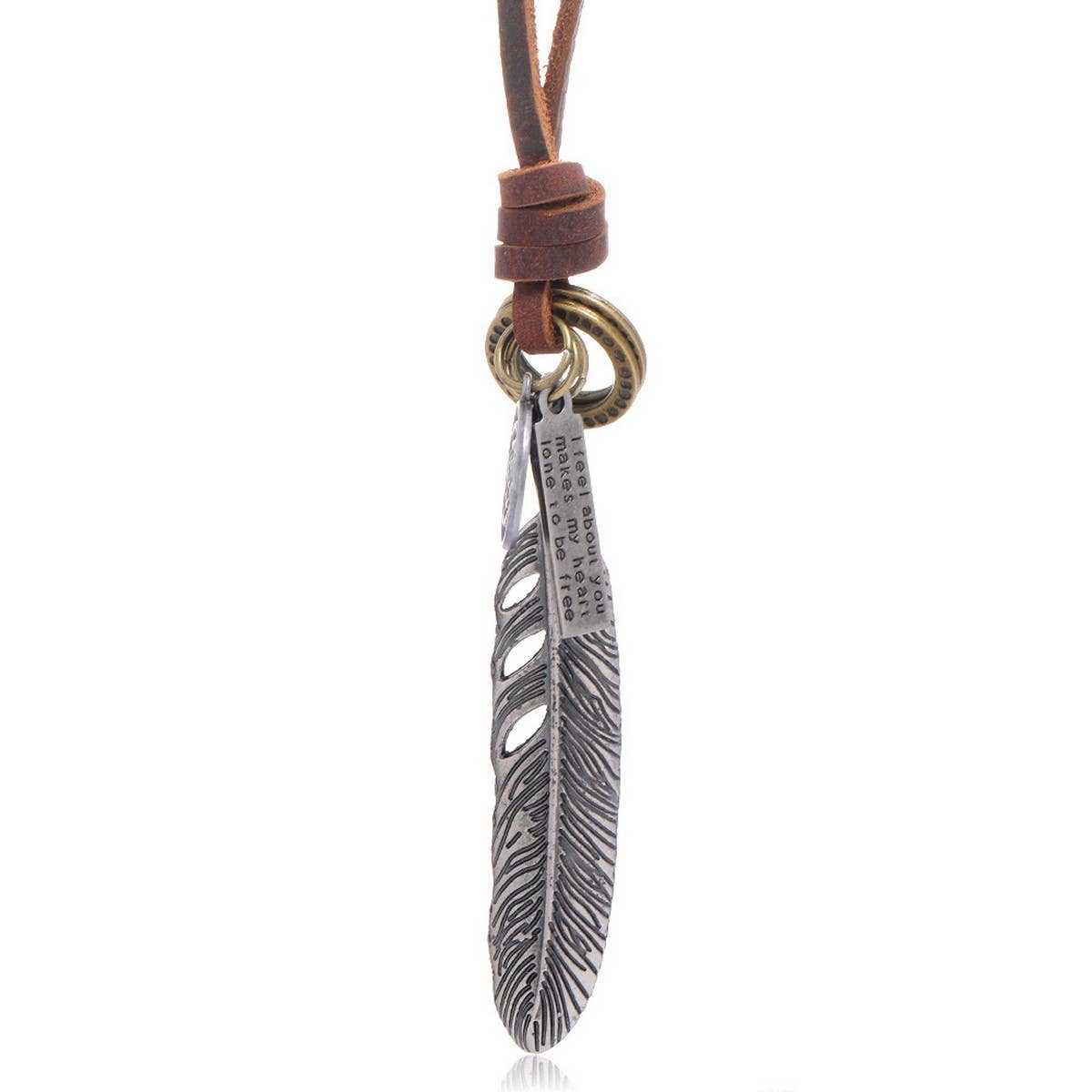 Mens Personalized Simple Feather Leather Necklace_Cwmm4583