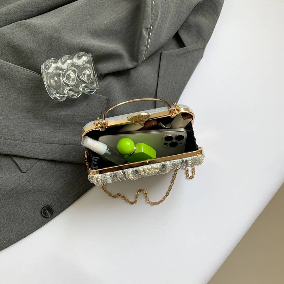 BEADED SEQUIN CELEBRITY HANDHELD EVENING CLUTCH _CWAB3246