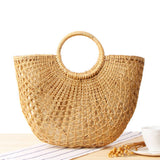 PORTABLE SEMI CIRCLE WOOL BALL WOVEN BAG_CWAB2117