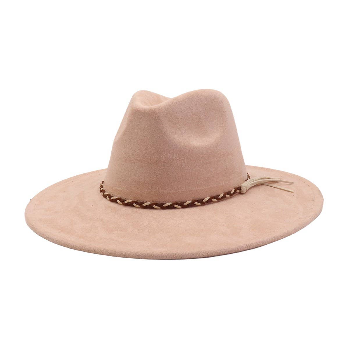 Unisex Suede Wide Brim Fedora Hat Couple Style_Cwah04448