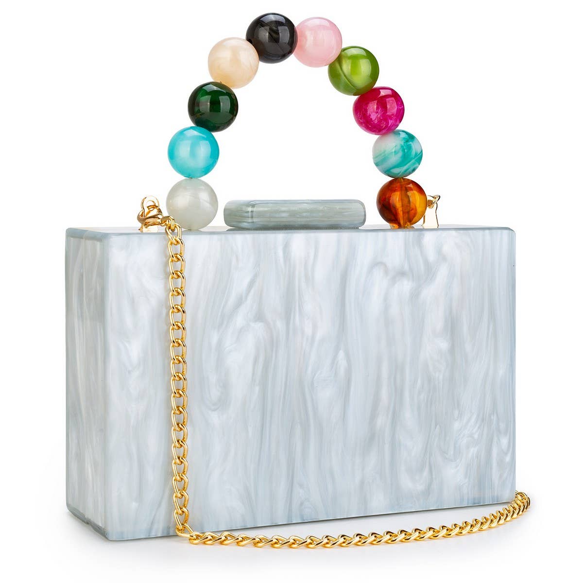 Pearl Acrylic Beaded Clutch Wristlet Wedding Bag_Cwab5858
