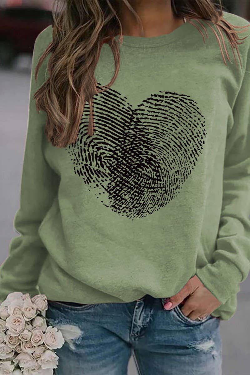 Valentine Day Heart Print Long Sleeved Pullover_Cwtstl0989
