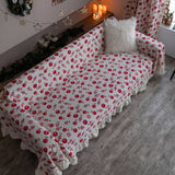 CHRISTMAS PRINT RUFFLED RETRO SOFA THROW_CWMM1657