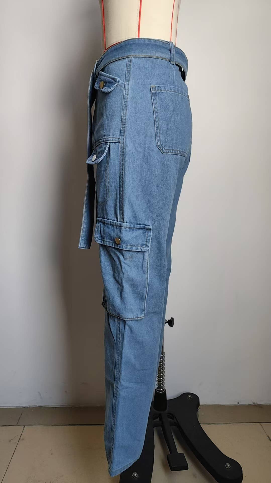 Washed Denim Heavy Industry Casual Workwear Pants