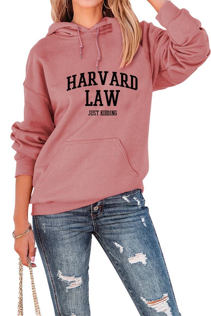 Women Harvard Printing Hooded Long Sweatshirt_Cwohol0320
