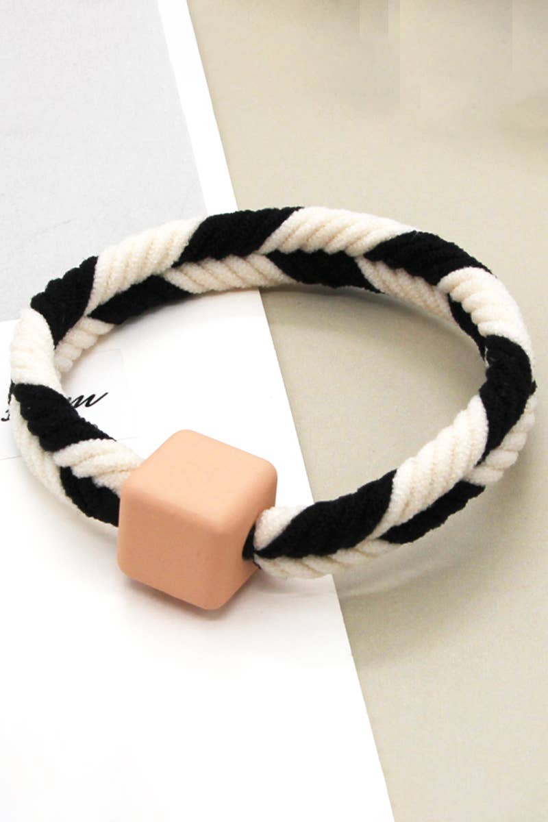 5PCS WOMEN TWO TONE BRAIDED CASUAL HAIR TIE_CWAHA0171