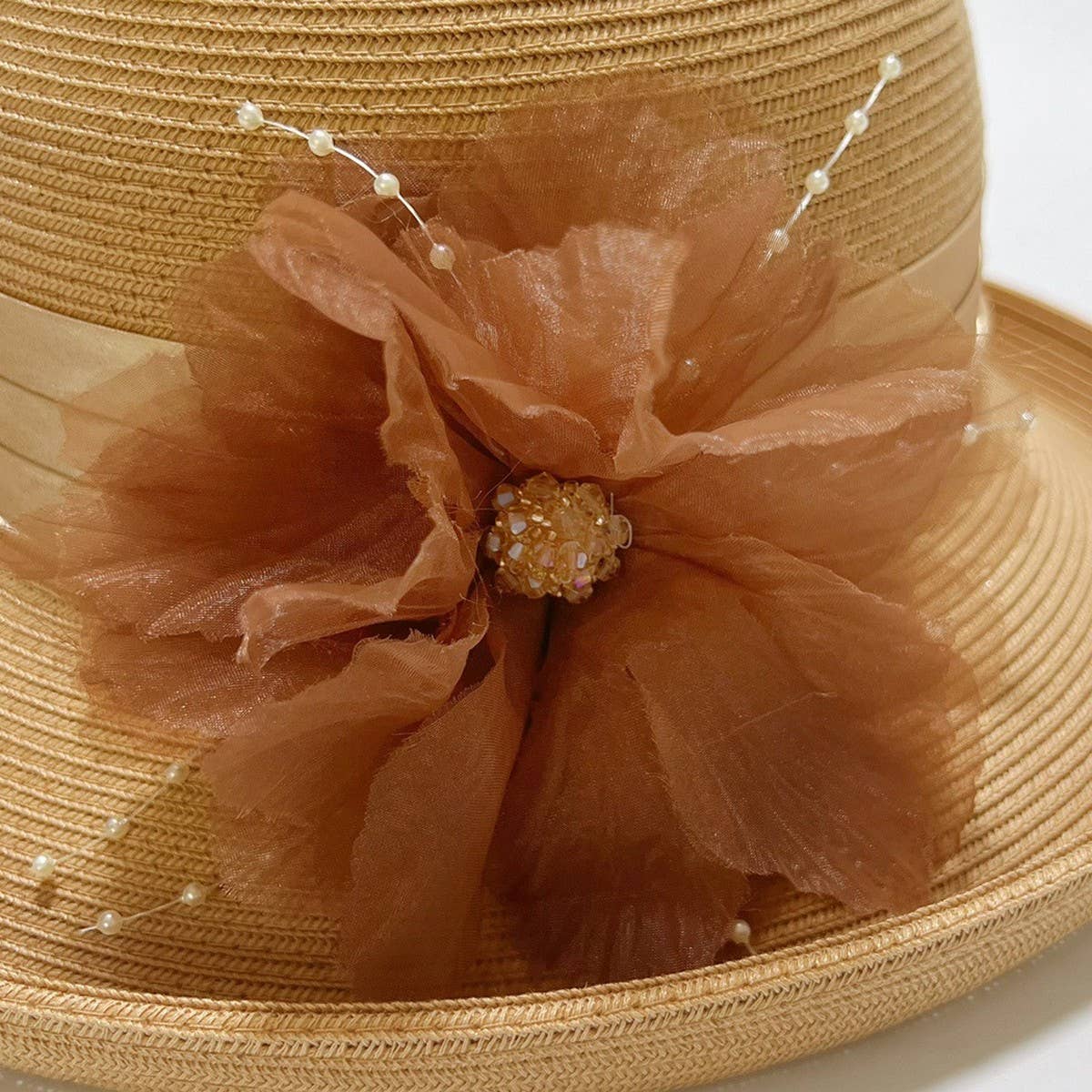 SUMMER ICE LINEN 3D FLOWER STRAW HAT_CWAH3569