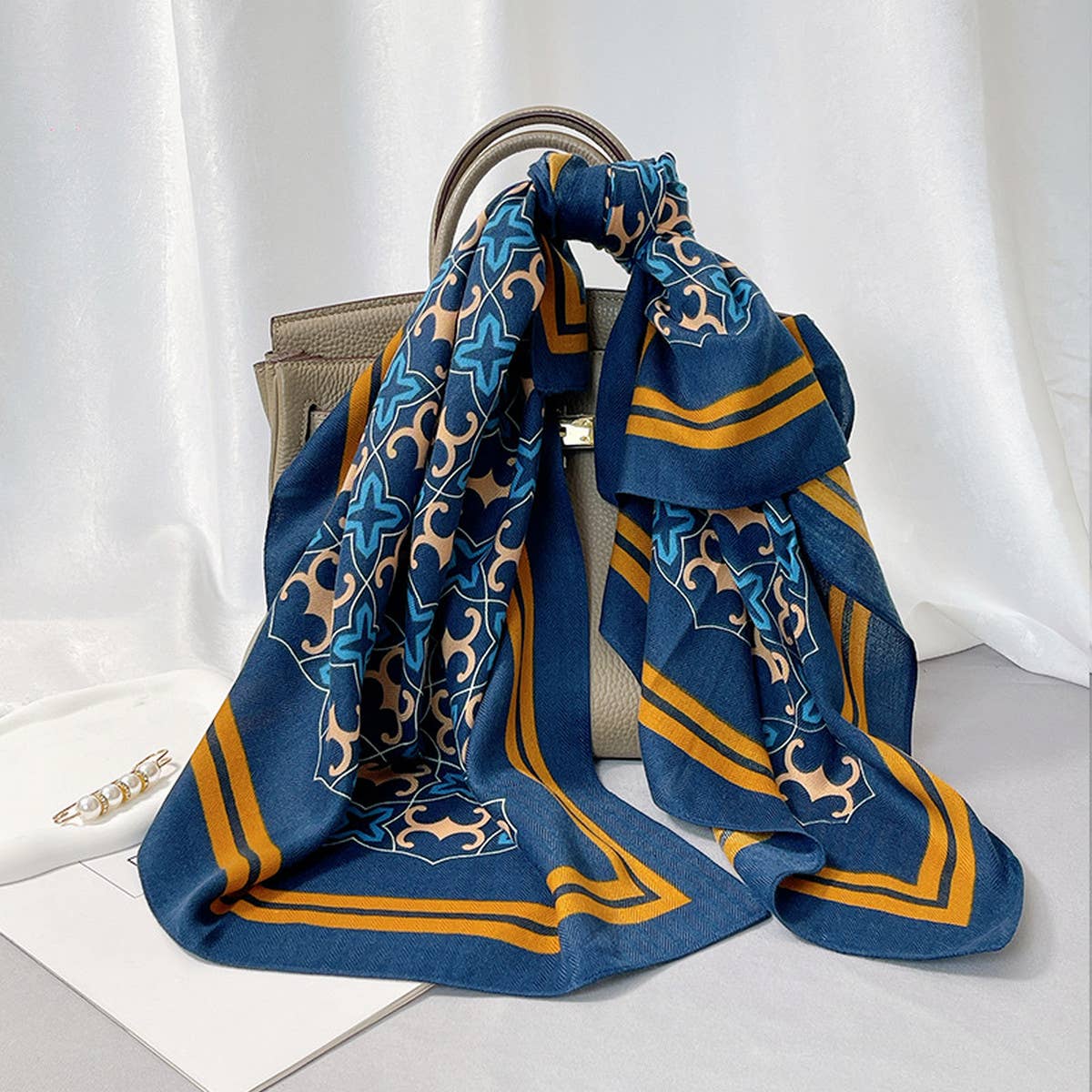 90CM SUNFLOWER FAUX WOOL VELVET SCARF WRAP_CWASC0891