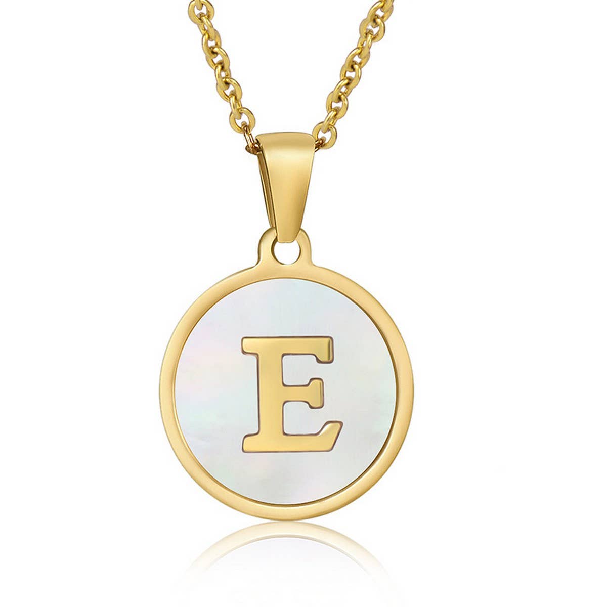 CIRCULAR SHELL ENGLISH LETTER PENDANT NECKLACE_CWAJE0675