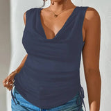 Womens Sexy V-Neck Sleeveless Crop Top