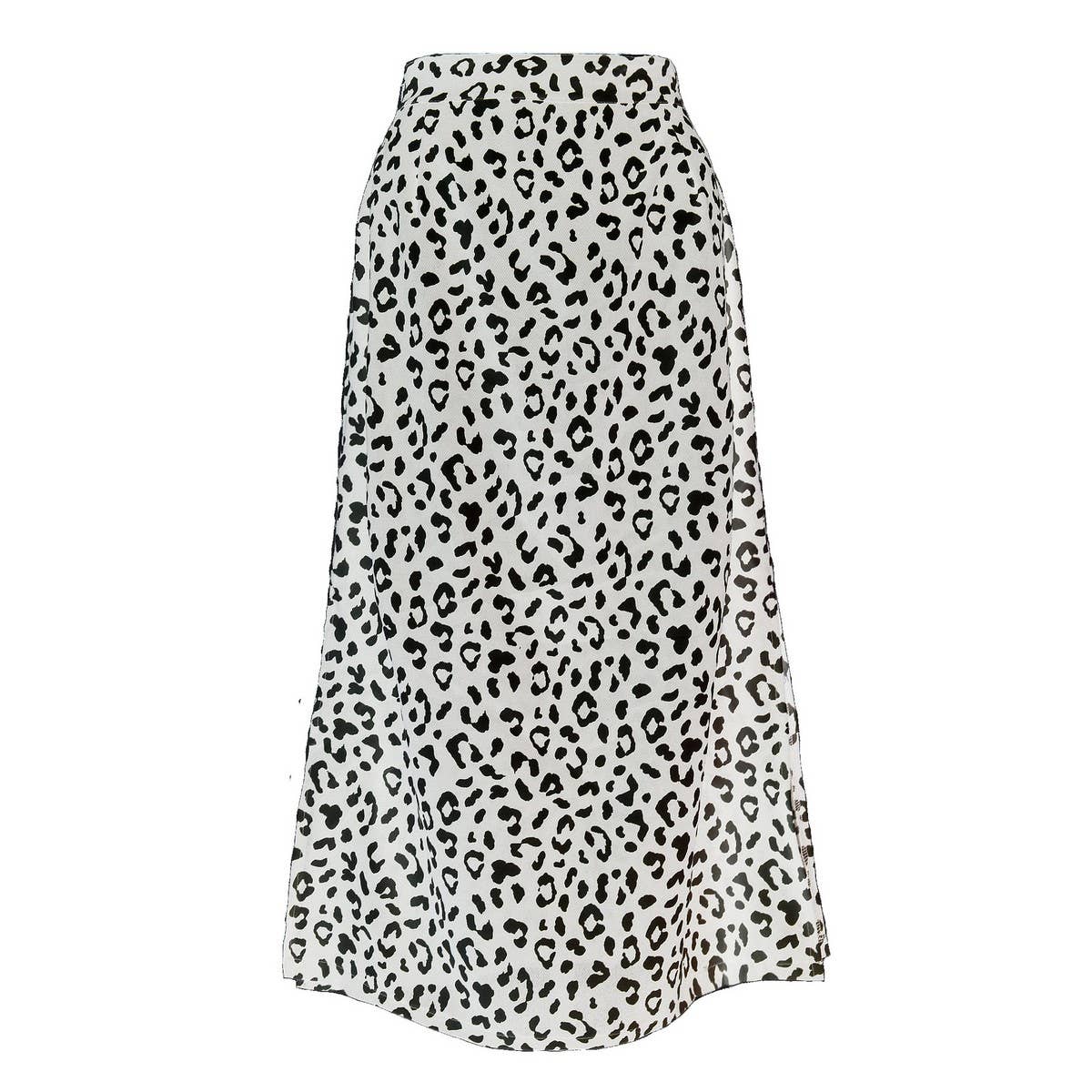 HIGH WAIST LEOPARD CHIFFON PRINT SLIT MIDI SKIRT_CWBSS0377