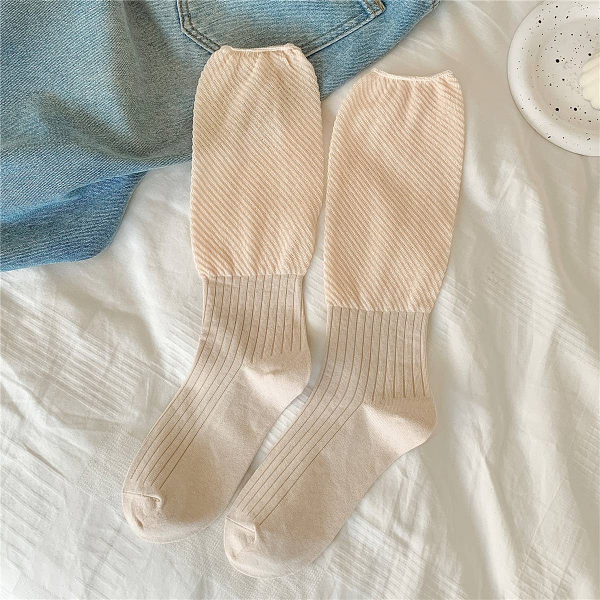 Women Breathable Mesh Mid-Length Cotton Socks_Cwms0647