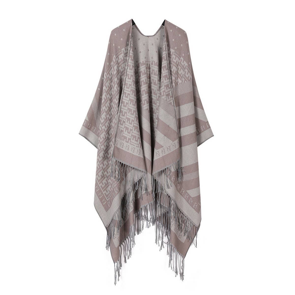 SHAWL FAUX CASHMERE CAPE FRINGED CAPE_CWASC2248