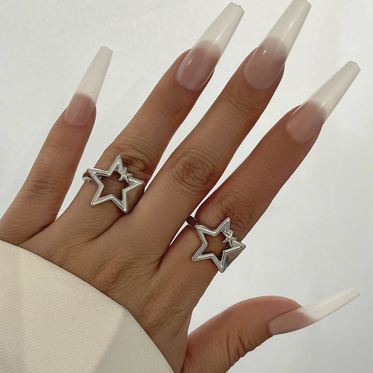 NEW FASHION FIVE POINTED STAR OPEN ALLOY RING_CWMM3238
