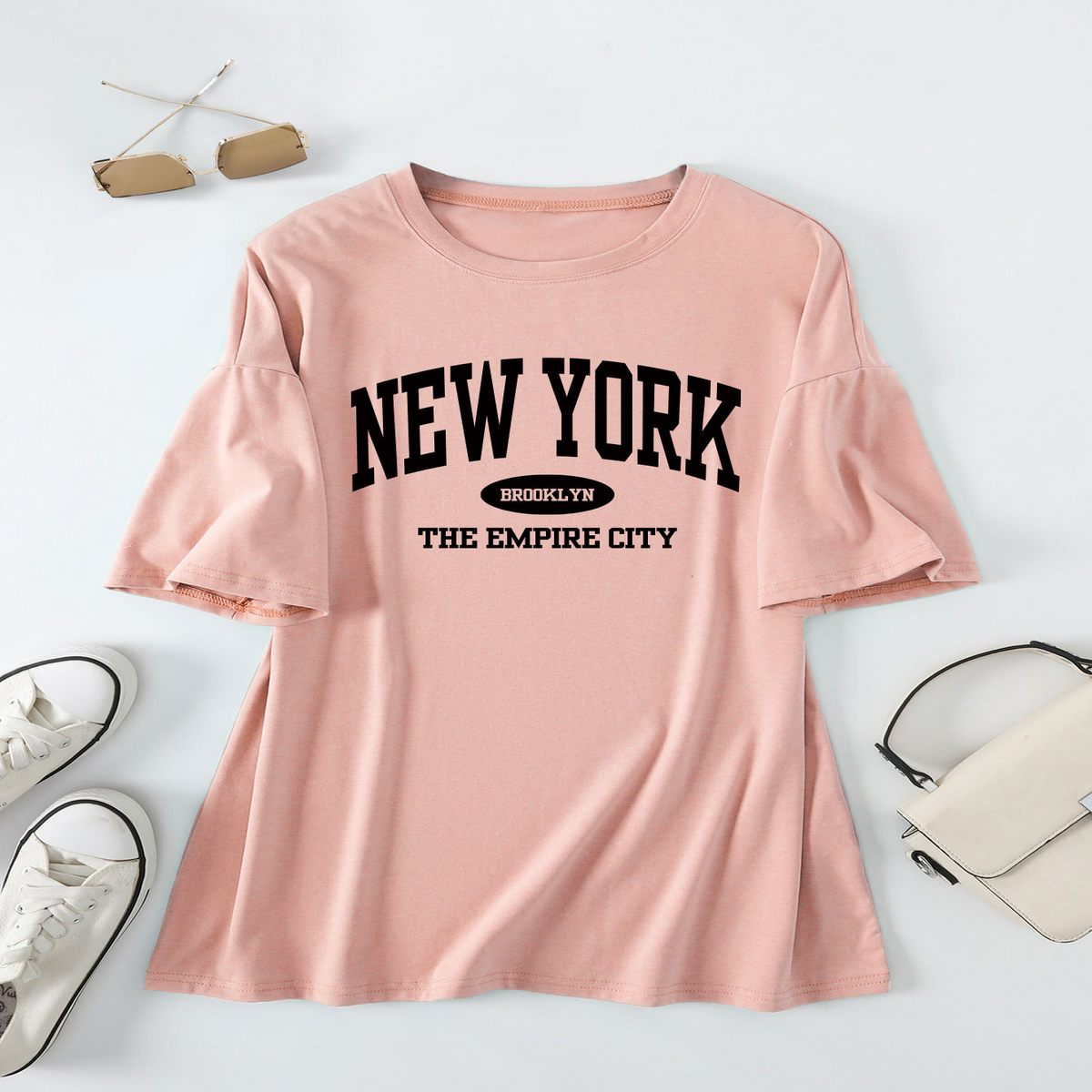 Trendy Letter Print T-Shirt For Women, Loose Fit