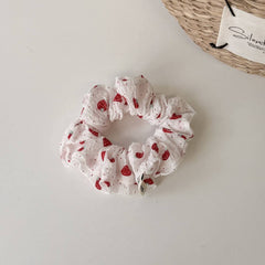 Polka Strawberry Scrunchie Cute Low Pony_Cwaha08168