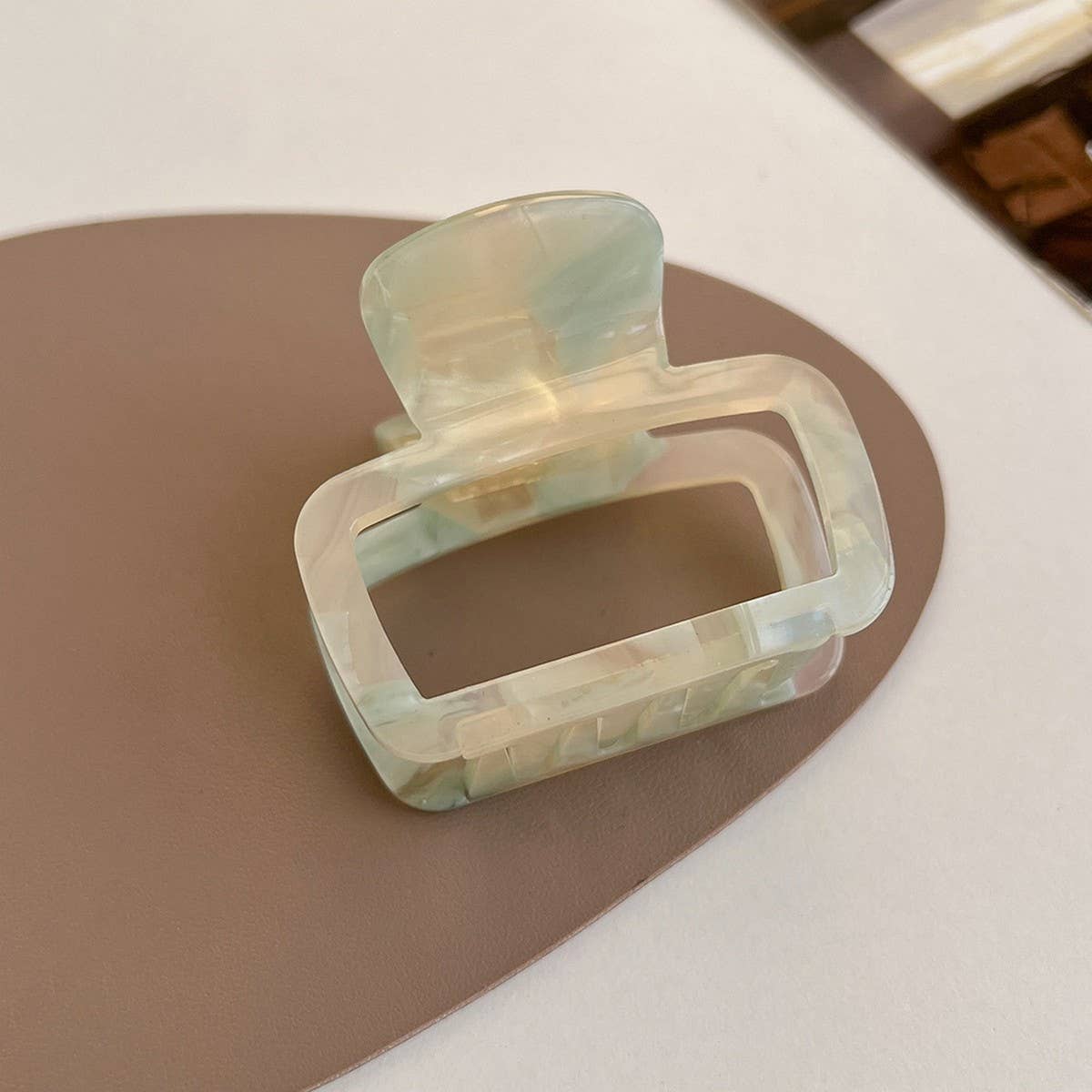 Tortoise Shell Square Hair Claw, Hollow Chic Clip