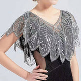BEADED SEQUIN CAPELET VINTAGE EVENING WRAP_CWMM8957