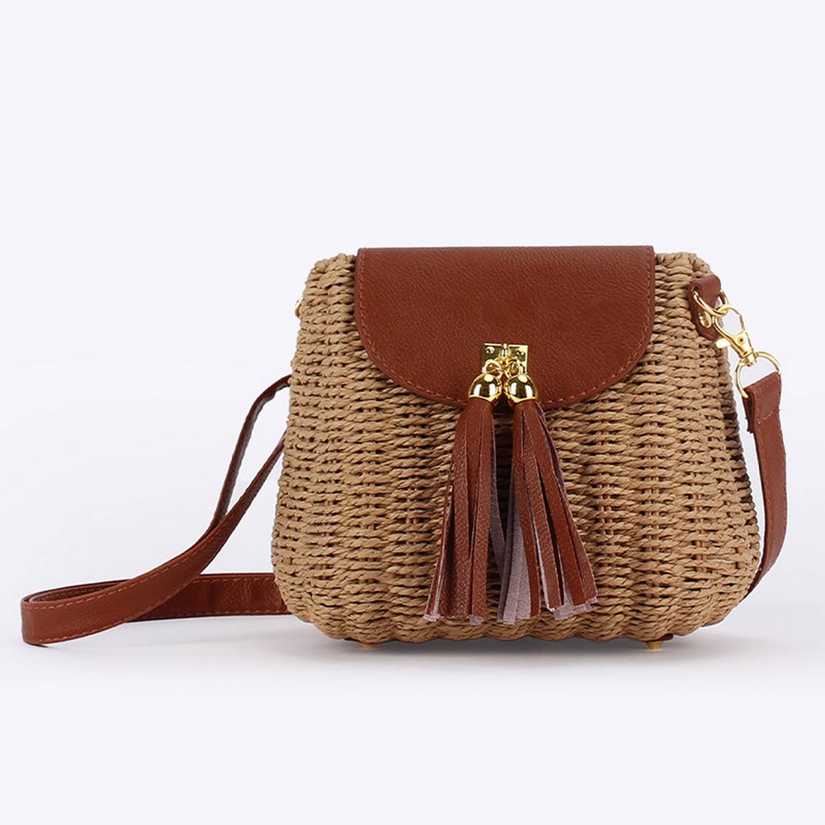 NEW RATTAN SMALL FRESH SOLID COLOR HAND WOVEN BAG_CWAB4697
