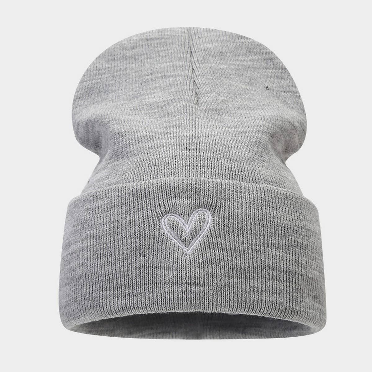 HEART EMBROIDERY ACRYLIC KNITTED HAT_CWAH2082