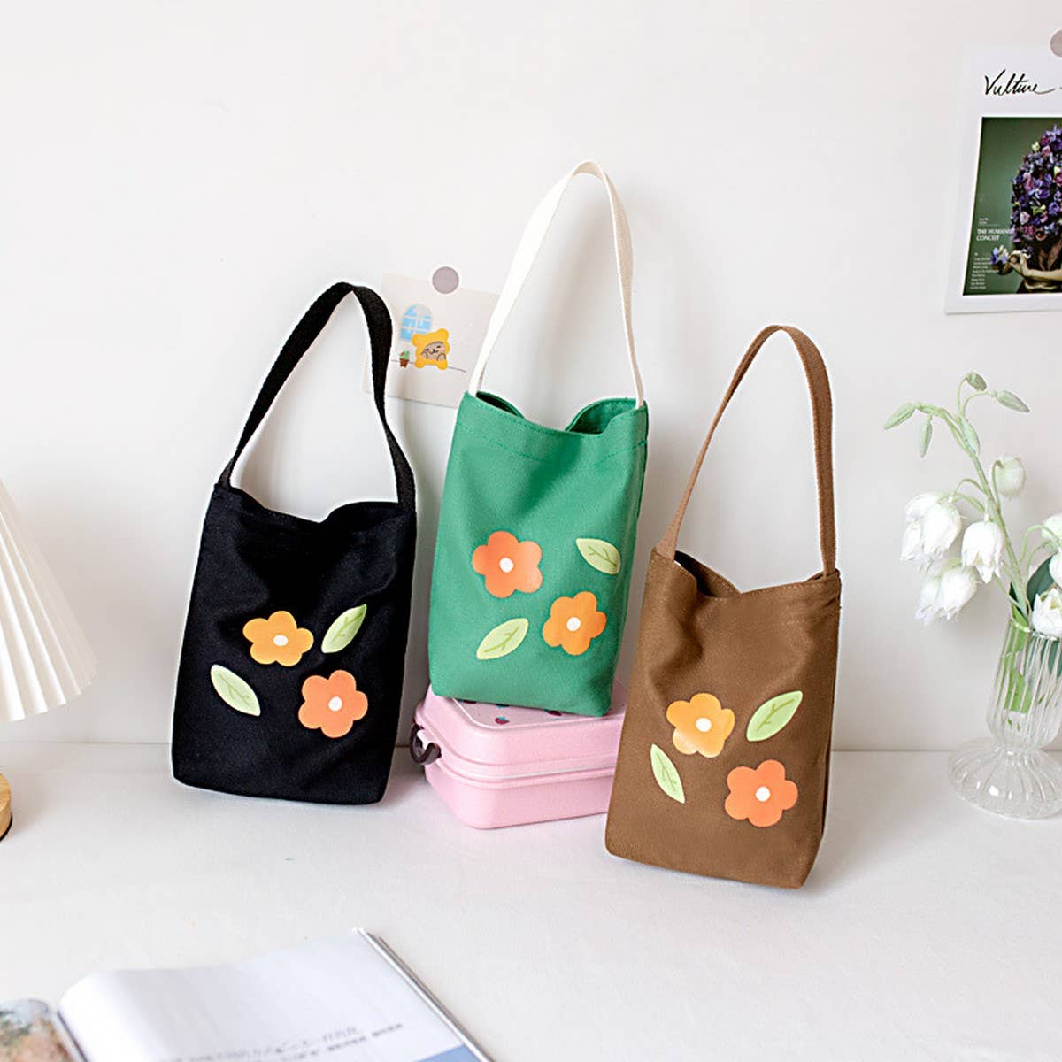 CANVAS TOTE FOR DRINKS PHONE SUMMER STYLE_CWAB5604