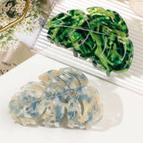 ACETATE LEAF HAIR CLAW ELEGANT SHARK CLIP_CWAHA1646