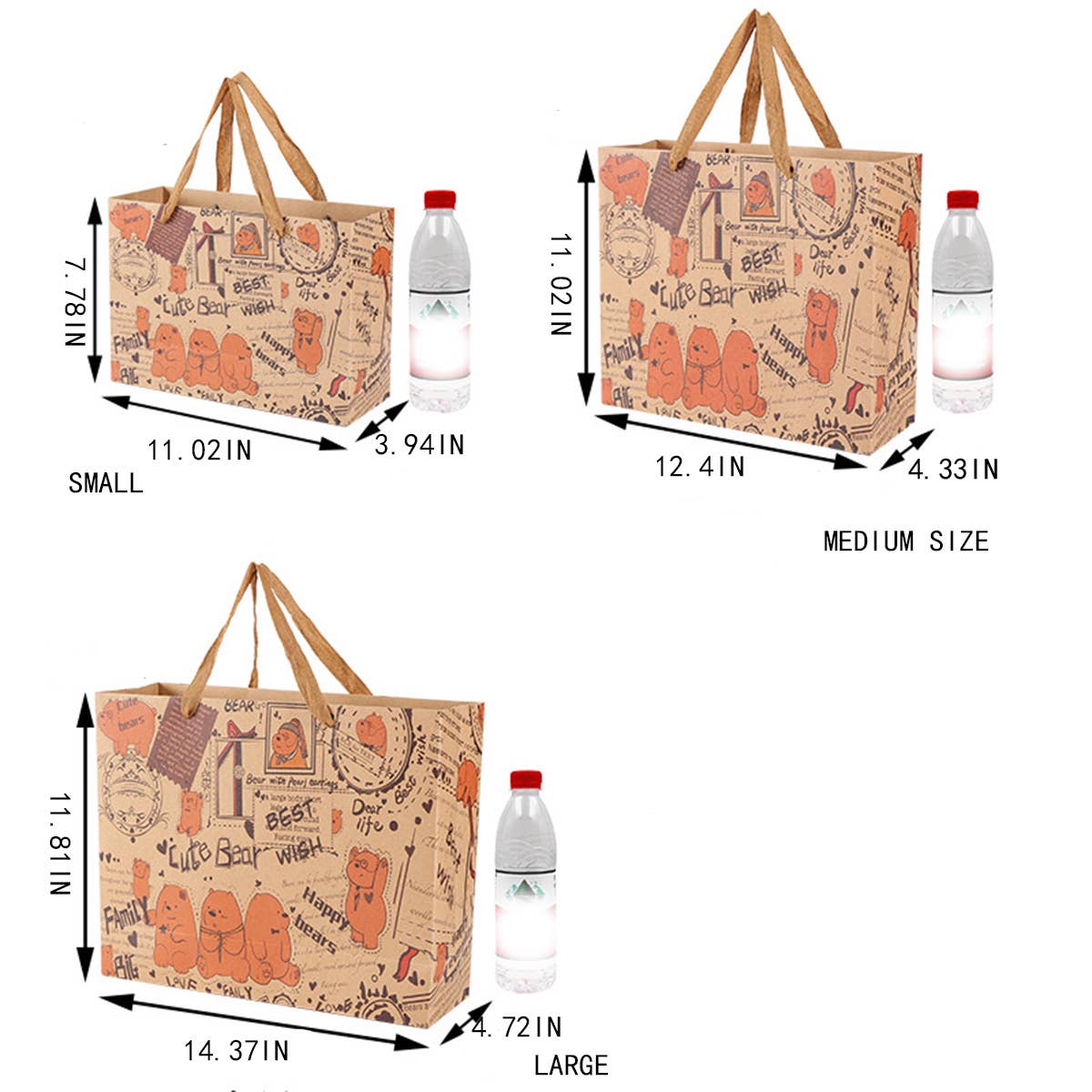 RETRO GIFT BAG CUTE BEAR PORTABLE KRAFT PAPER BAG_CWMM1031