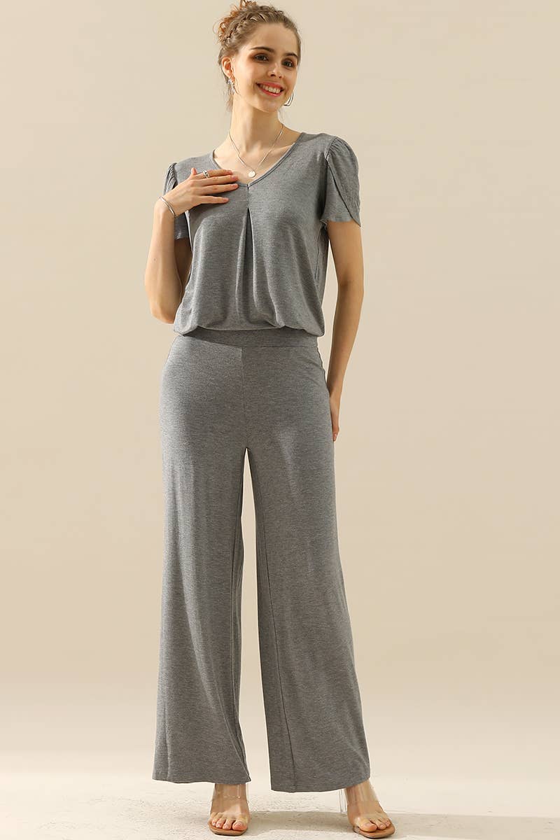 Women Solid Color Baggy Wide Leg Pants_Cwblp397