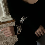 DESIGN GEOMETRIC SQUARE POLISHED RING BRACELET_CWMM3099