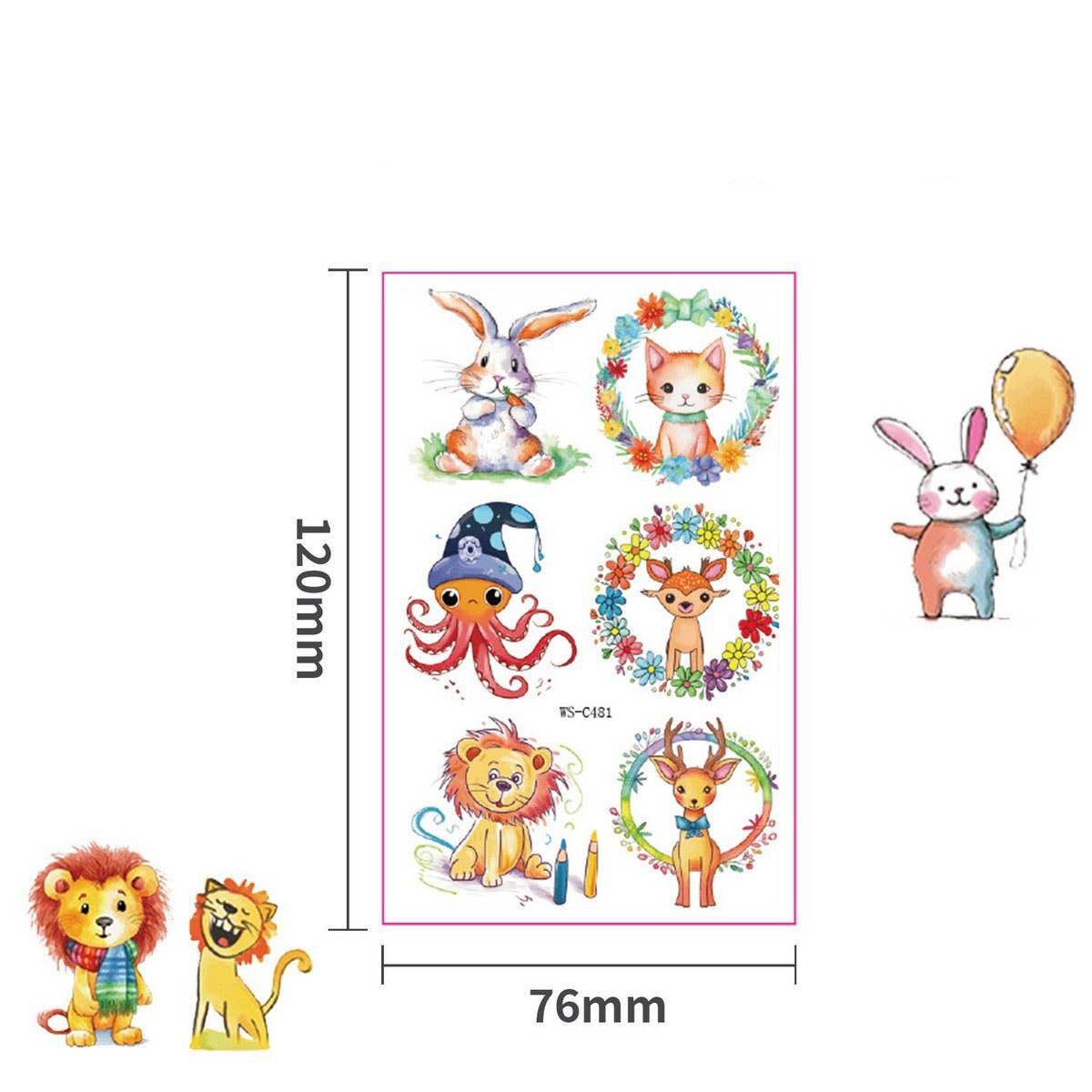 FOREST ANIMAL TATTOO STICKERS WATERPROOF_CWMM8269