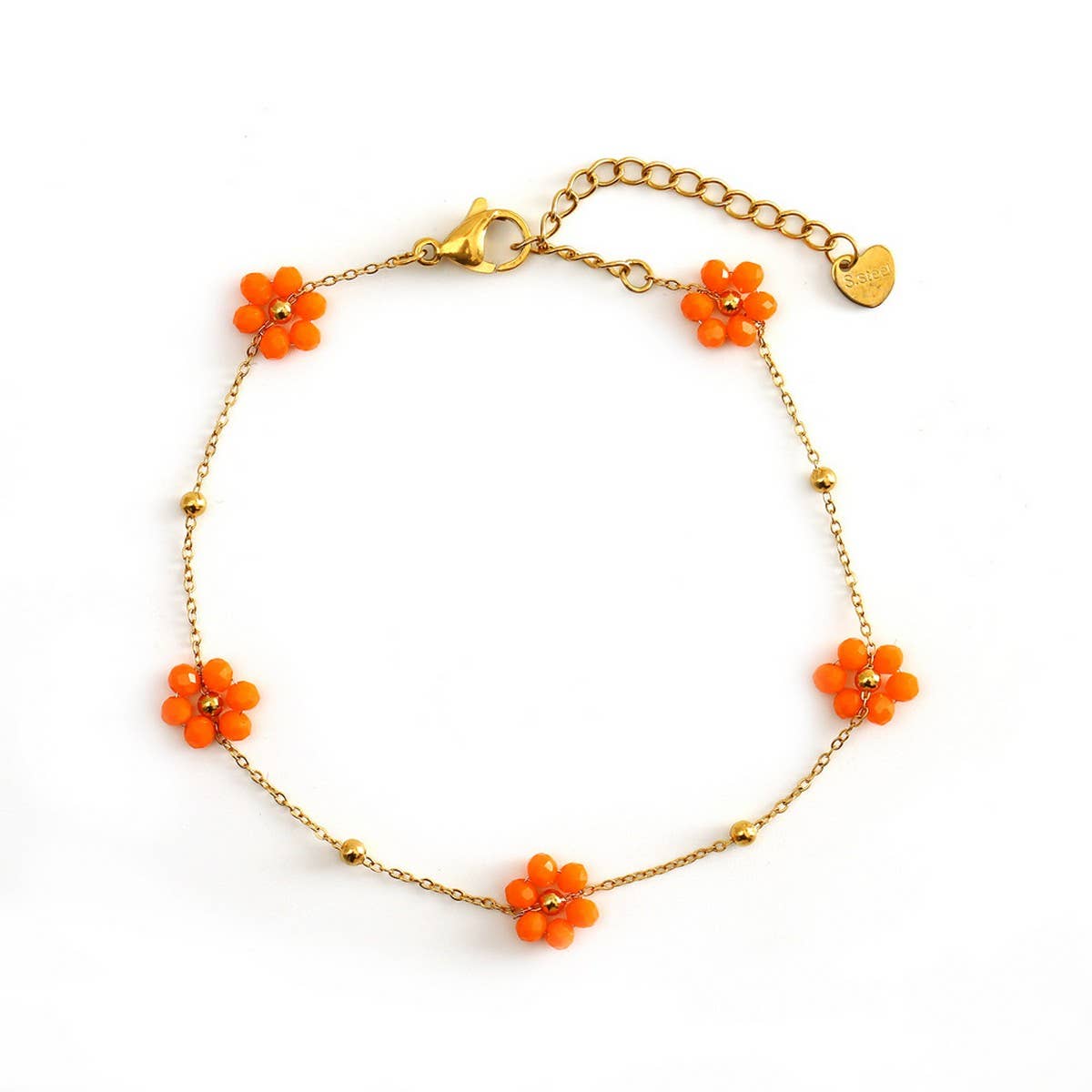 COLORFUL STAINLESS STEEL FLOWER ANKLET_CWAJE4610