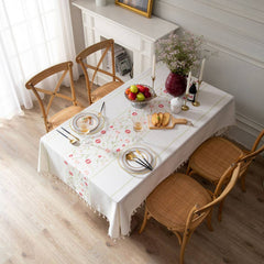 Vintage Pink Floral Pastoral Tablecloth_Cwmm0972