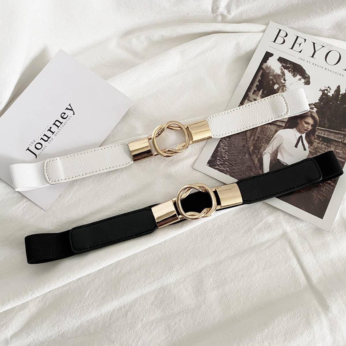 DOUBLE BUCKLE ELASTIC FASHIONABLE WAIST BELT_CWABE0652