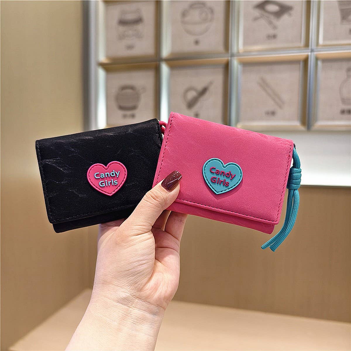 New Velvet Heart Letter Mini 3-Fold Wallet_Cwab06244