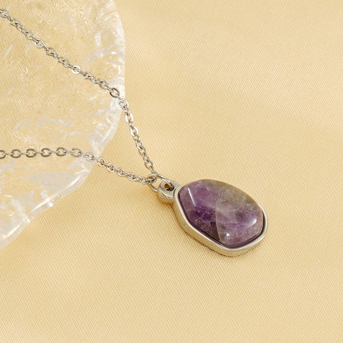 Cwaje1945_Simple Irregular Stainless Steel Necklace Gold