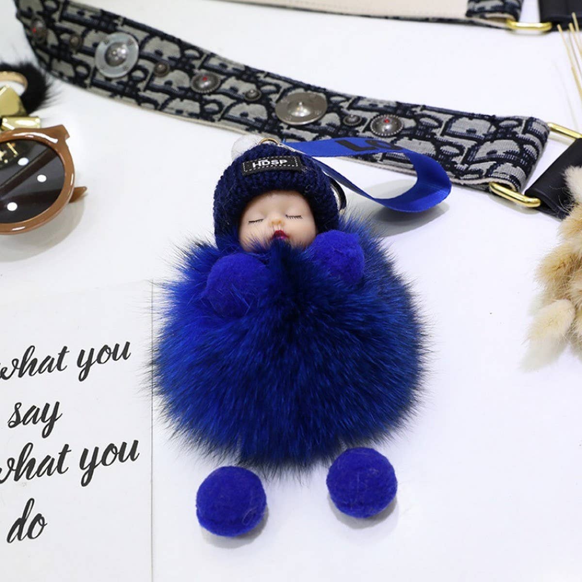 FURRY BALL PENDANT SLEEPING DOLL PENDANT KEYCHAIN_CWMM2513